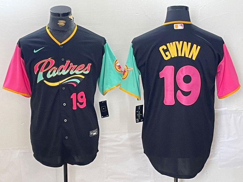 Men San Diego Padres #19 Gwynn Black City Edition 2024 Nike MLB Jersey style 13
